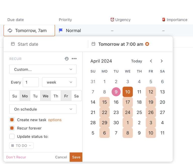 Recurring Tasks